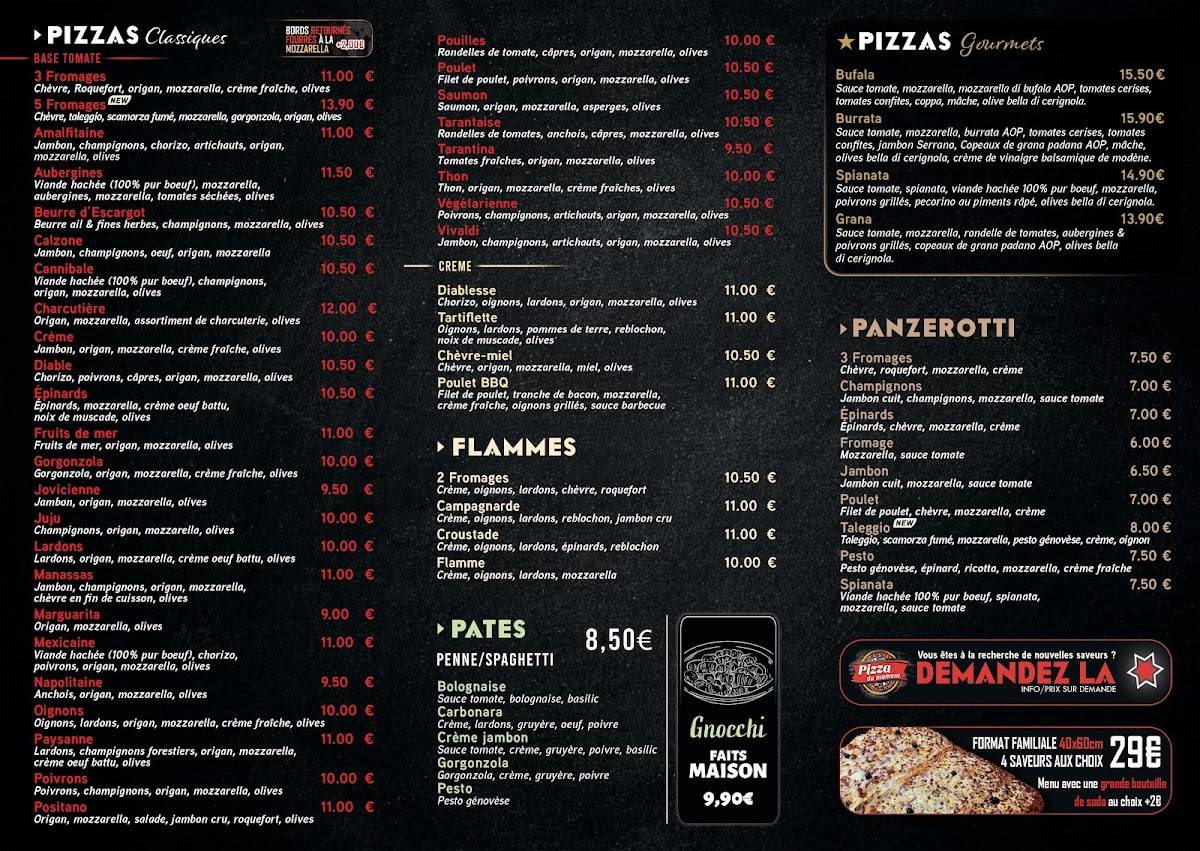 Menu de Le Manassas