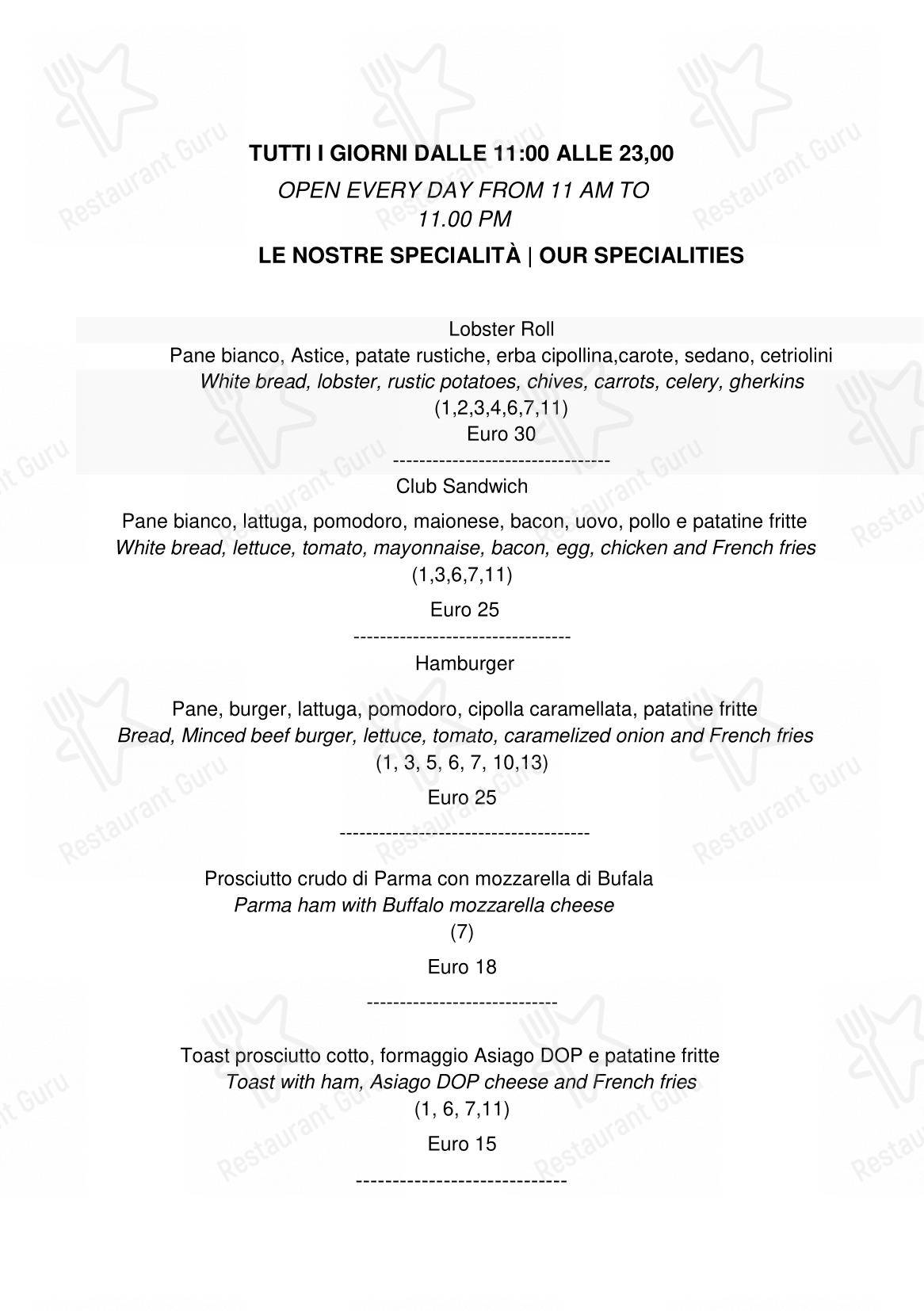 Menu per Le Maschere in Venezia