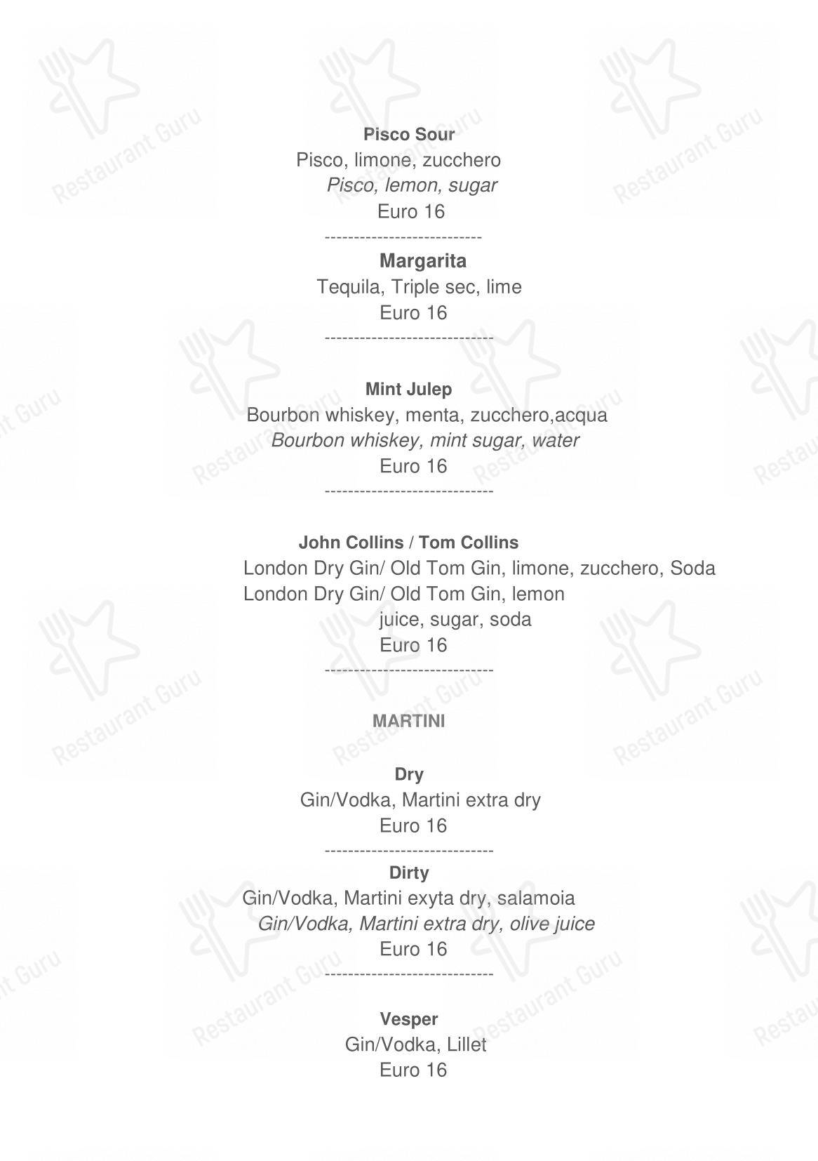 Menu per Le Maschere in Venezia