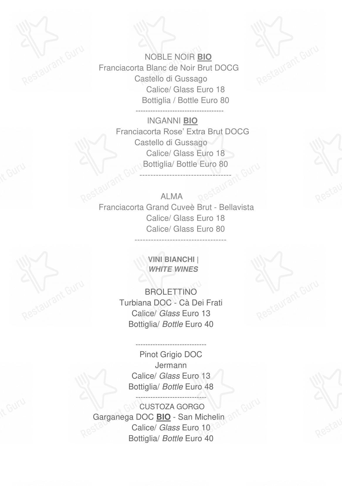 Menu di Le Maschere - Menu