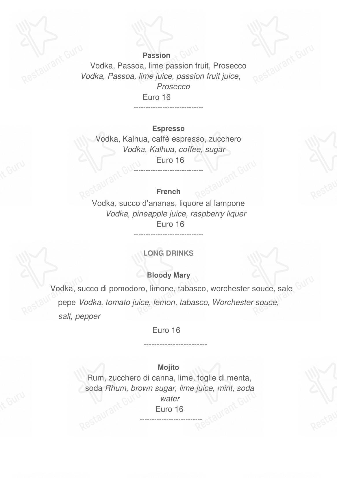 Menu per Le Maschere in Venezia