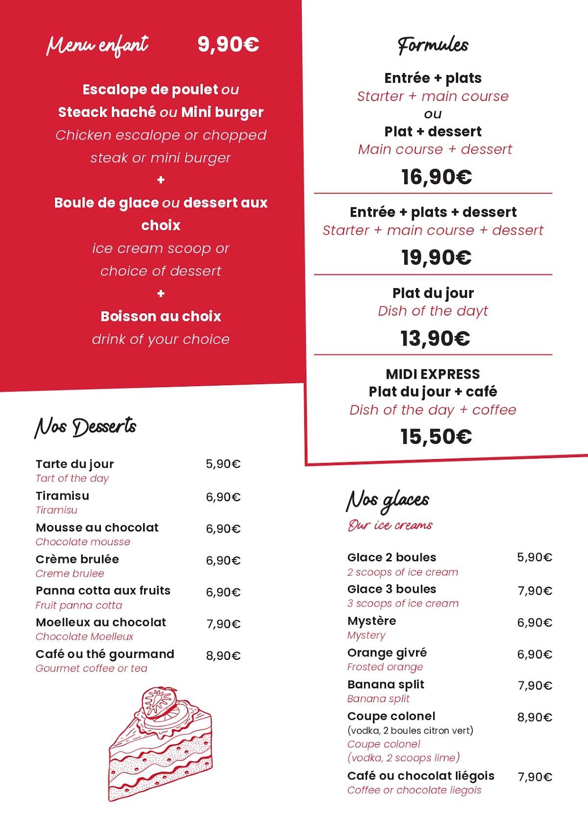 Menu de Le Monaco