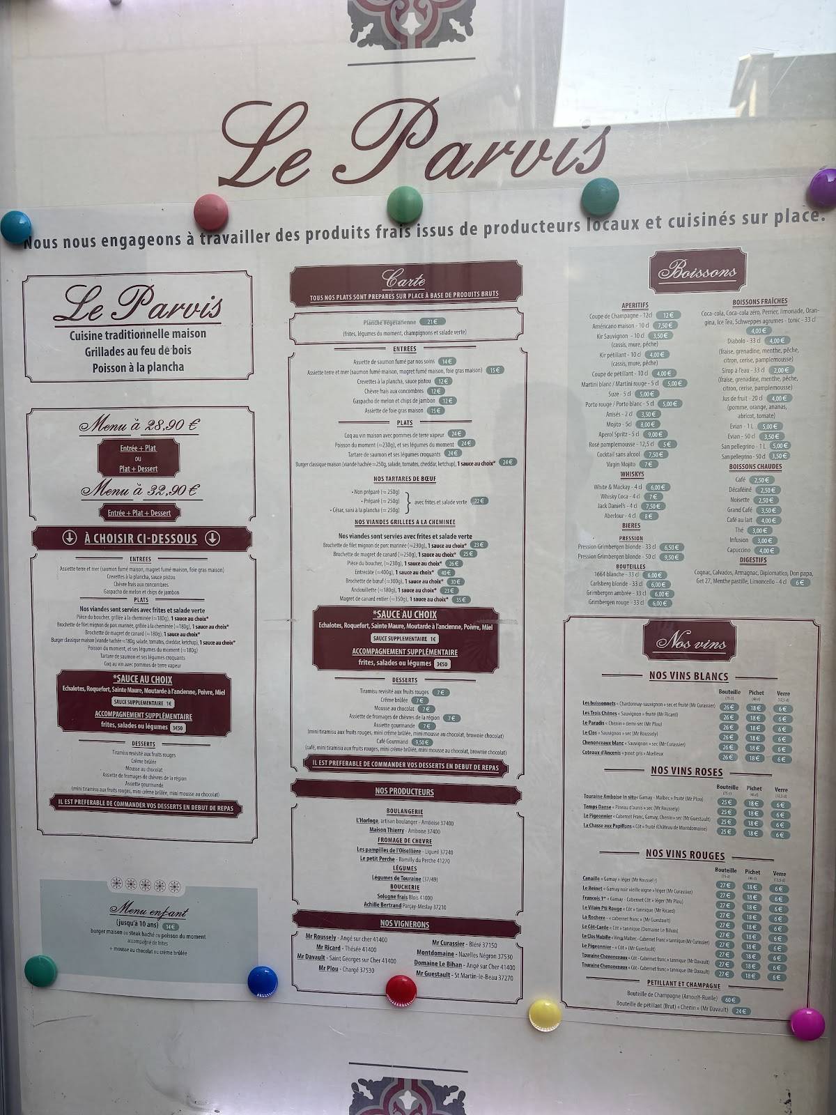 Menu de Le Parvis