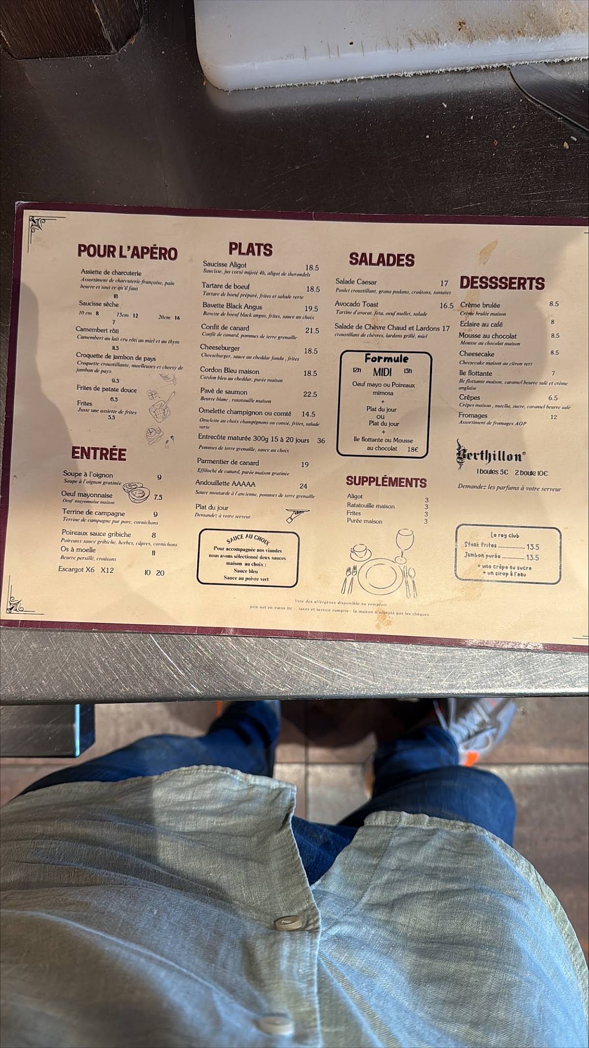 Menu de Le Rey - Restaurant Paris 11
