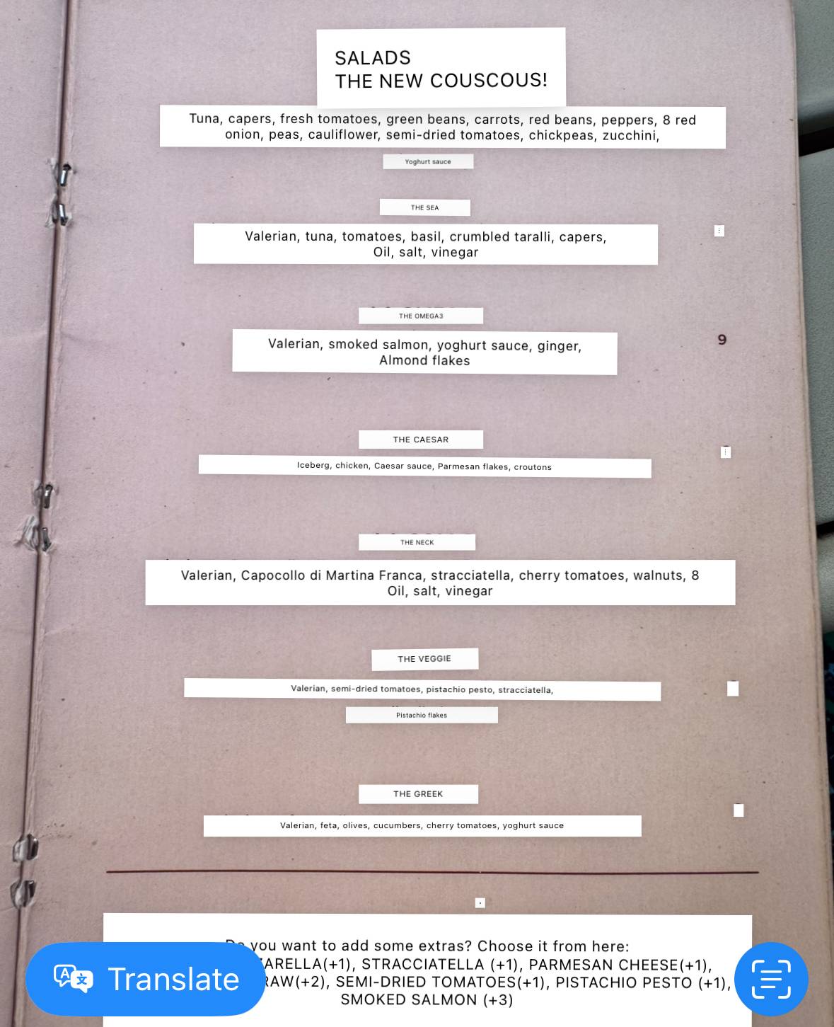 Menu di Alventuno 