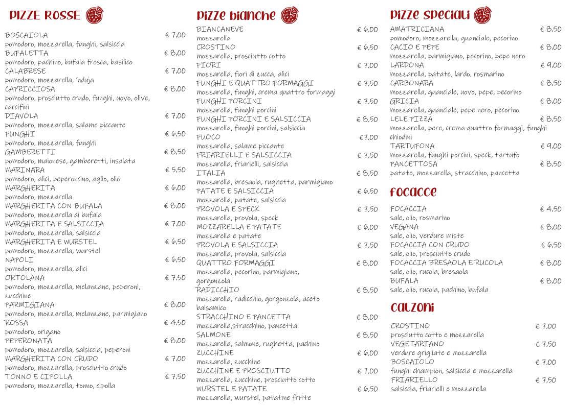 Menu di Lele Pizza Ciampino 
