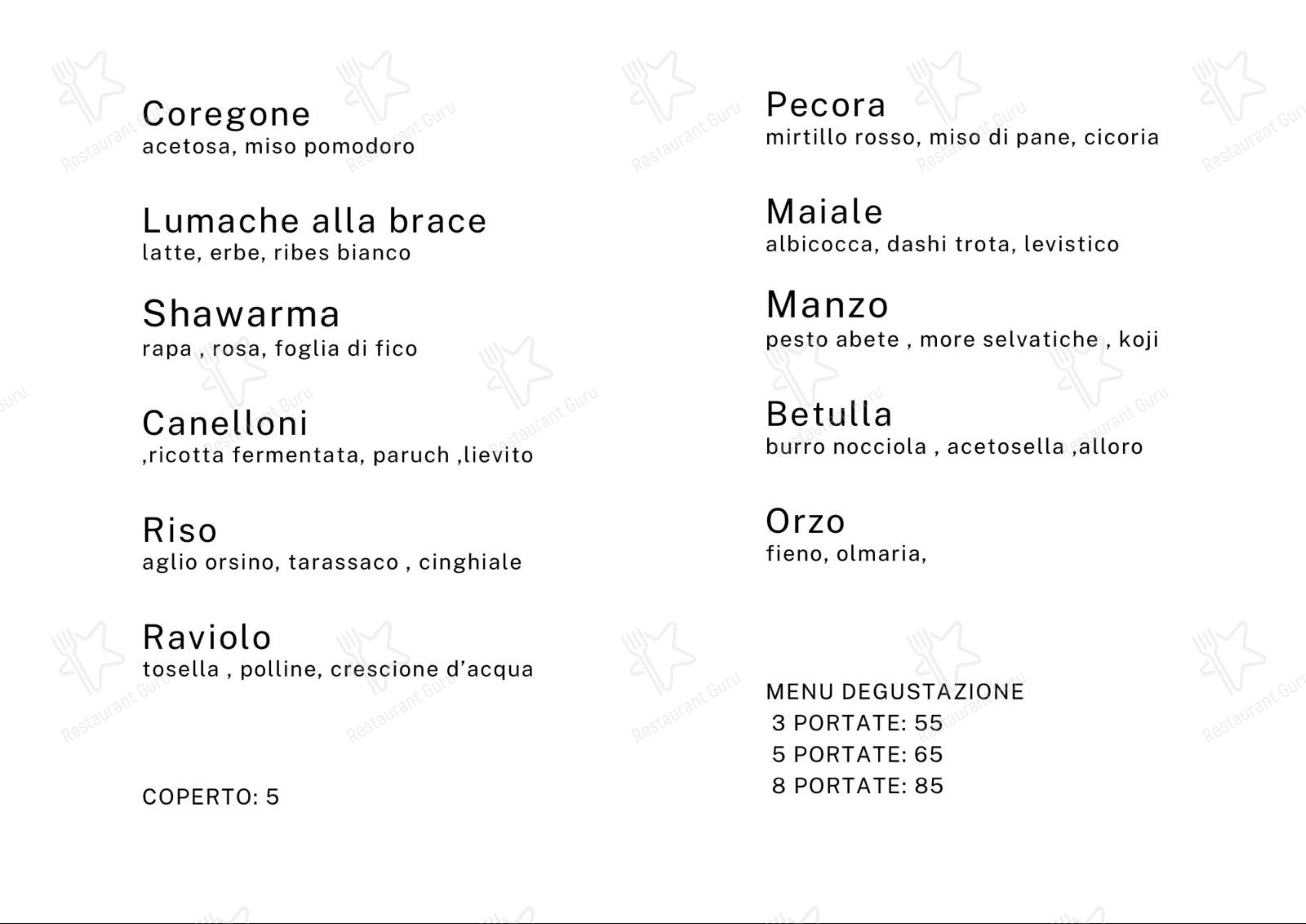 Menu di Lemelae - Menu
