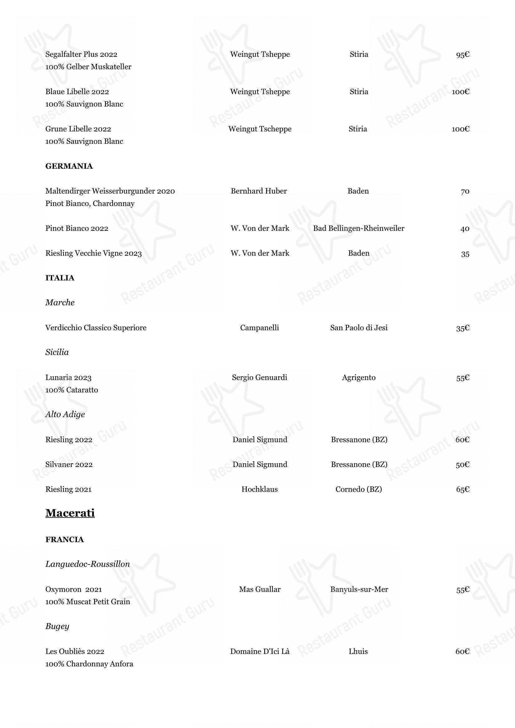 Menu bar per Lemelae in Gallio