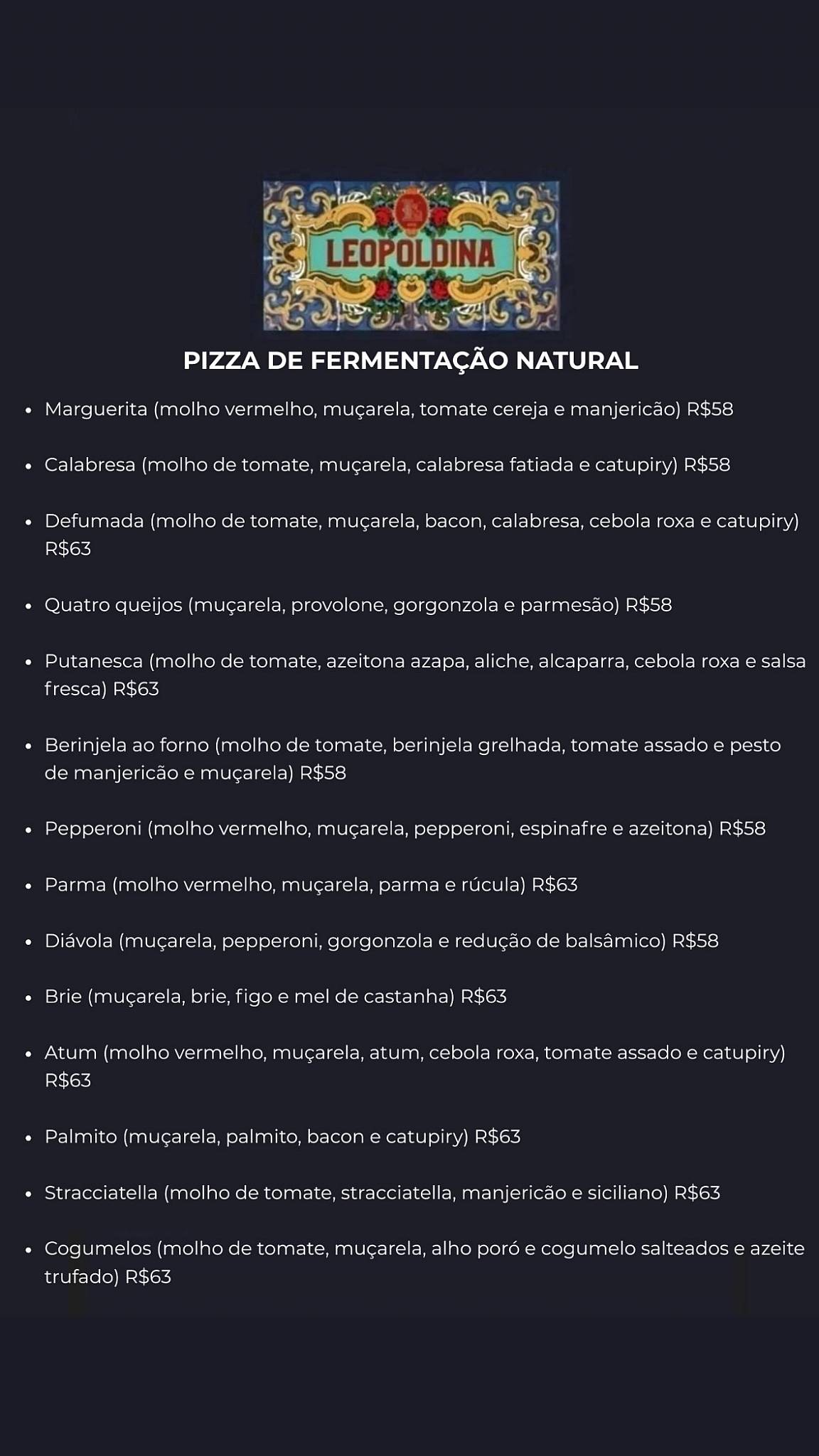 Leopoldina Gastronomia cardápio