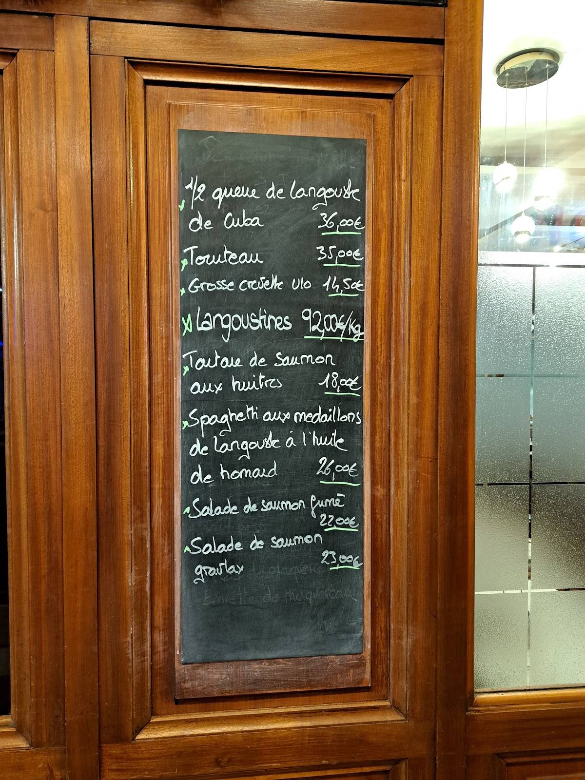 Menu de Les Fruits de la Mer ( La Maison Rousseau)