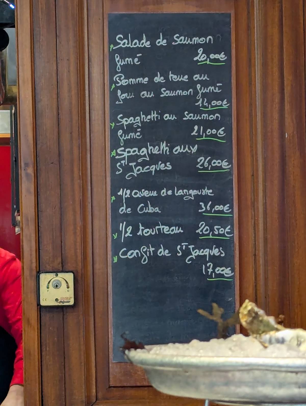 Menu de Les Fruits de la Mer ( La Maison Rousseau)