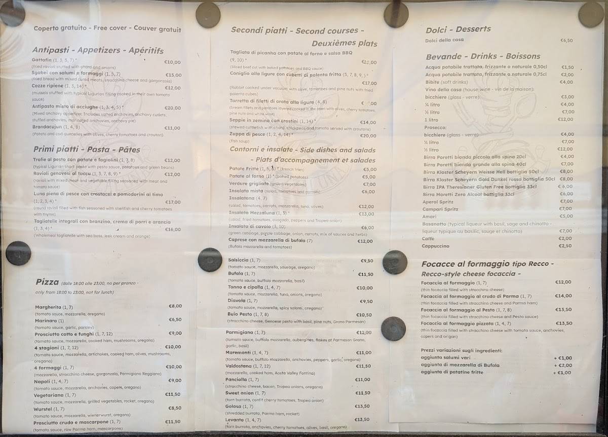 Menu di Mezzaluna 