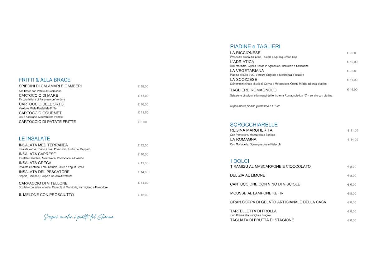 Menu di Libeccio Lounge Bar Riccione 