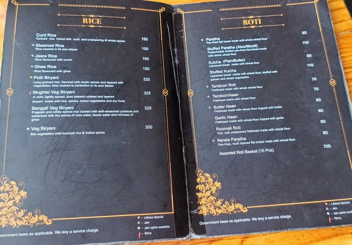Lifetree : Inspired Vegetarian Cuisine menu