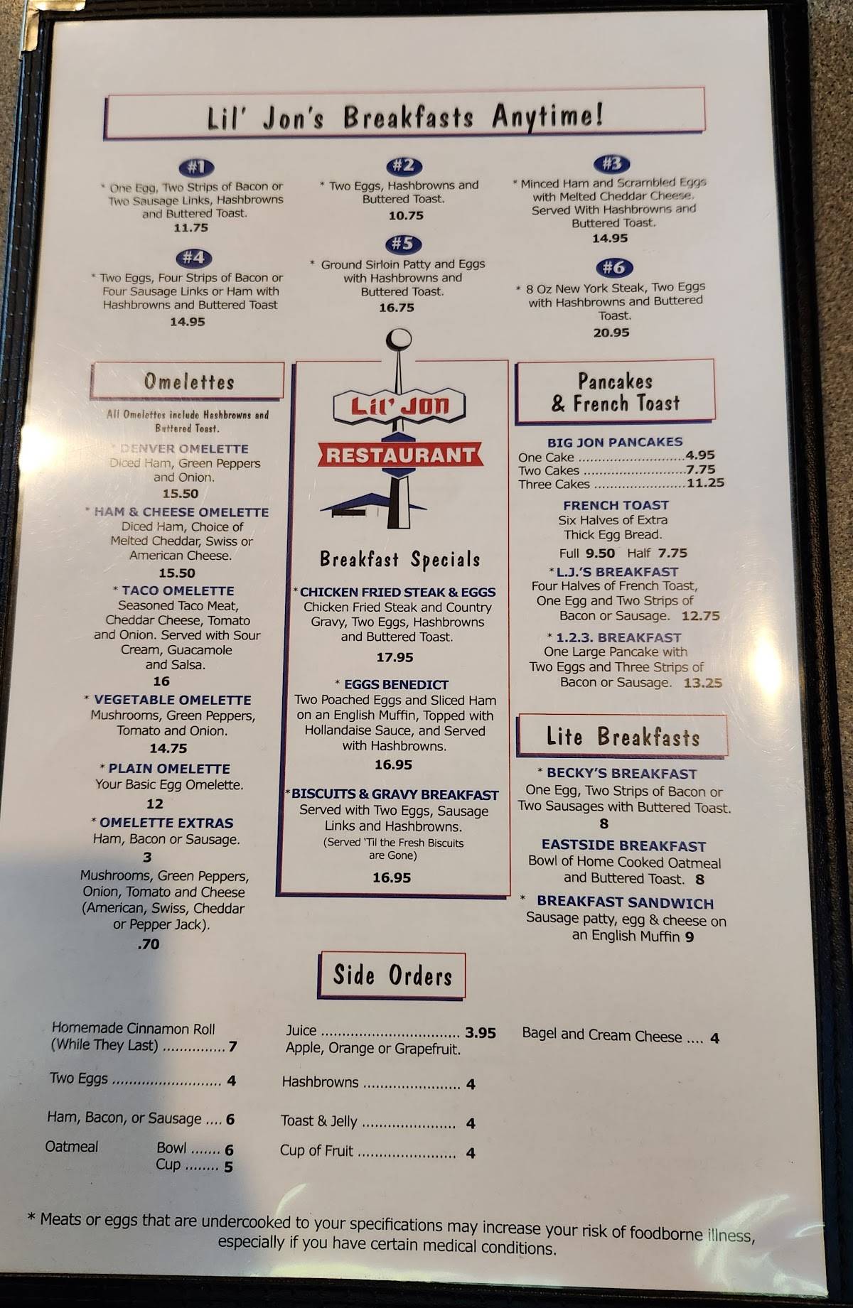 Menu at Lil' Jon Restaurant & Lounge, Bellevue