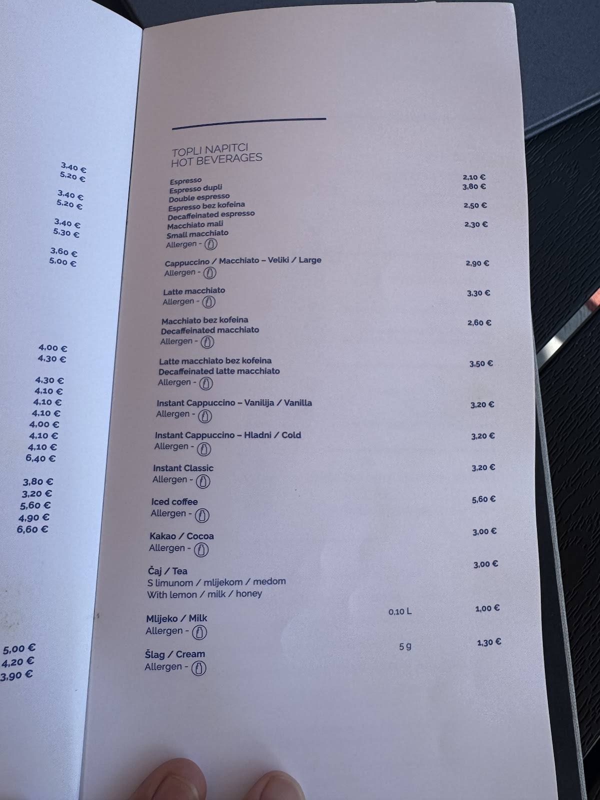 Menu di Lišanj Beach Bar 