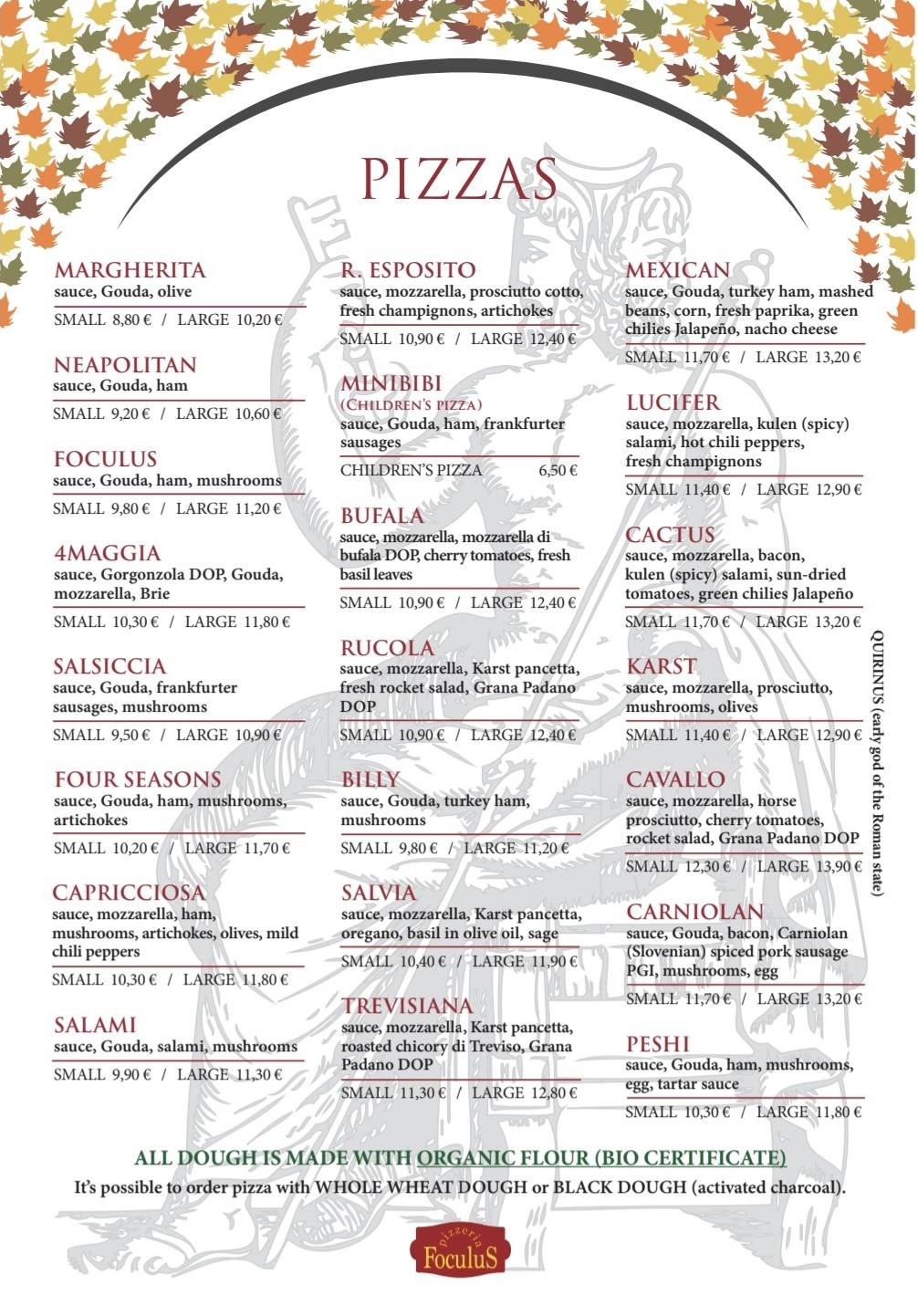 Menu di Pizzeria FoculuS 
