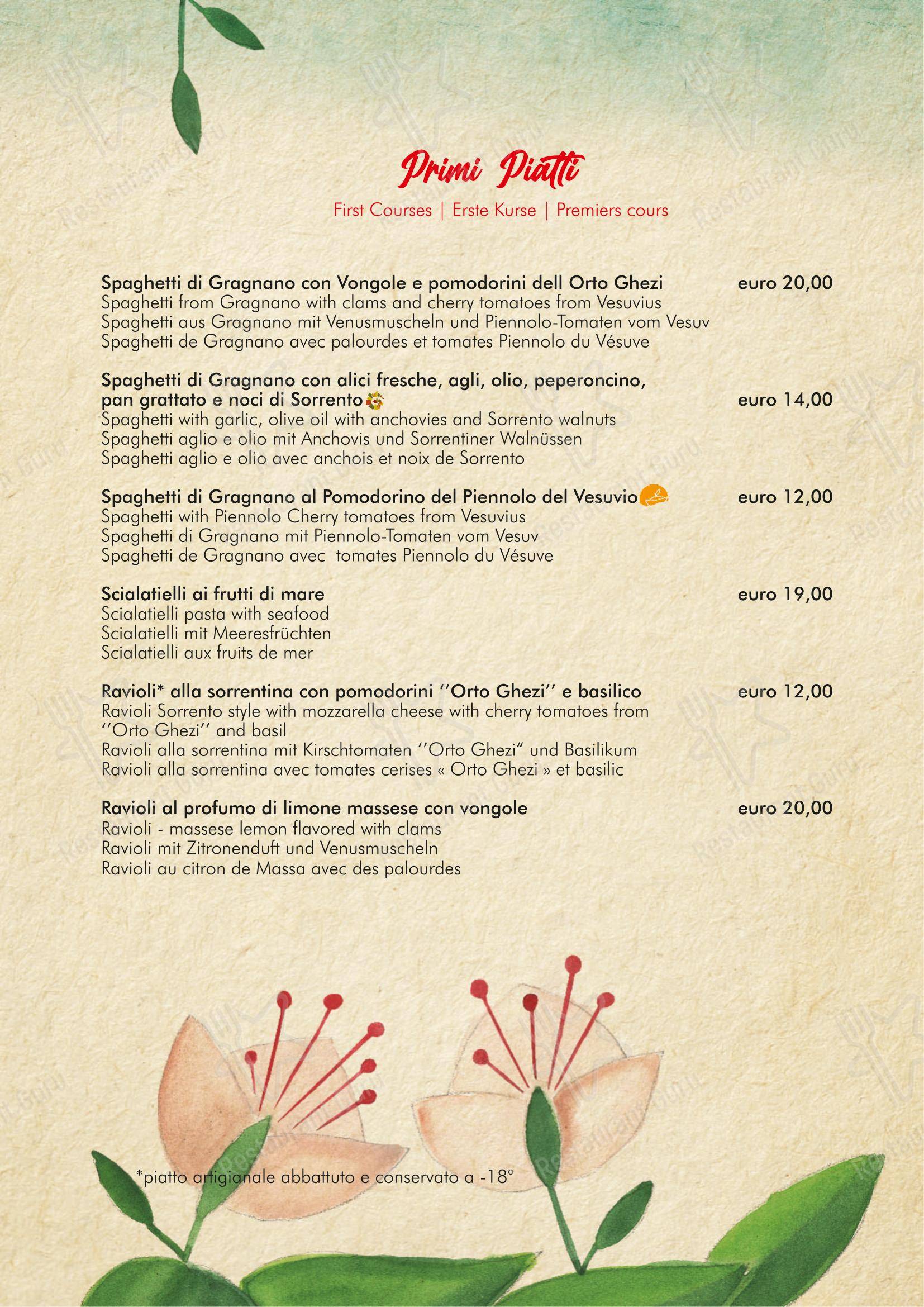 Menu per Lo Stuzzichino in Massa Lubrense