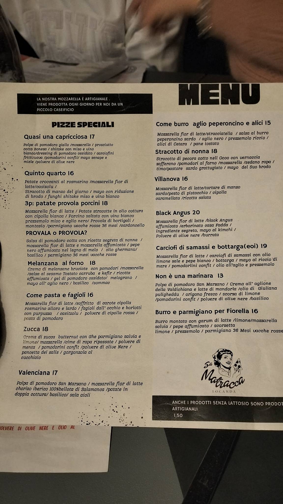 Menu di Locanda Sa Matracca Cagliari 