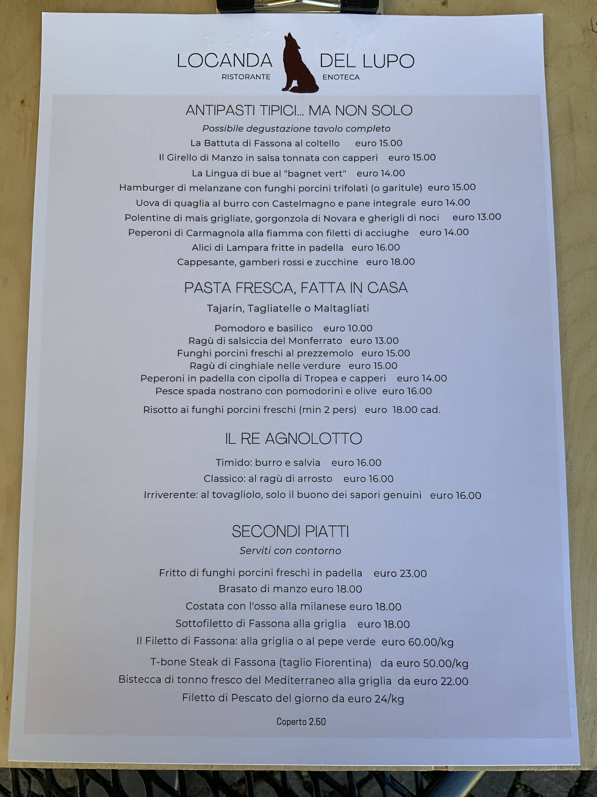 Menu di Locanda del Lupo 