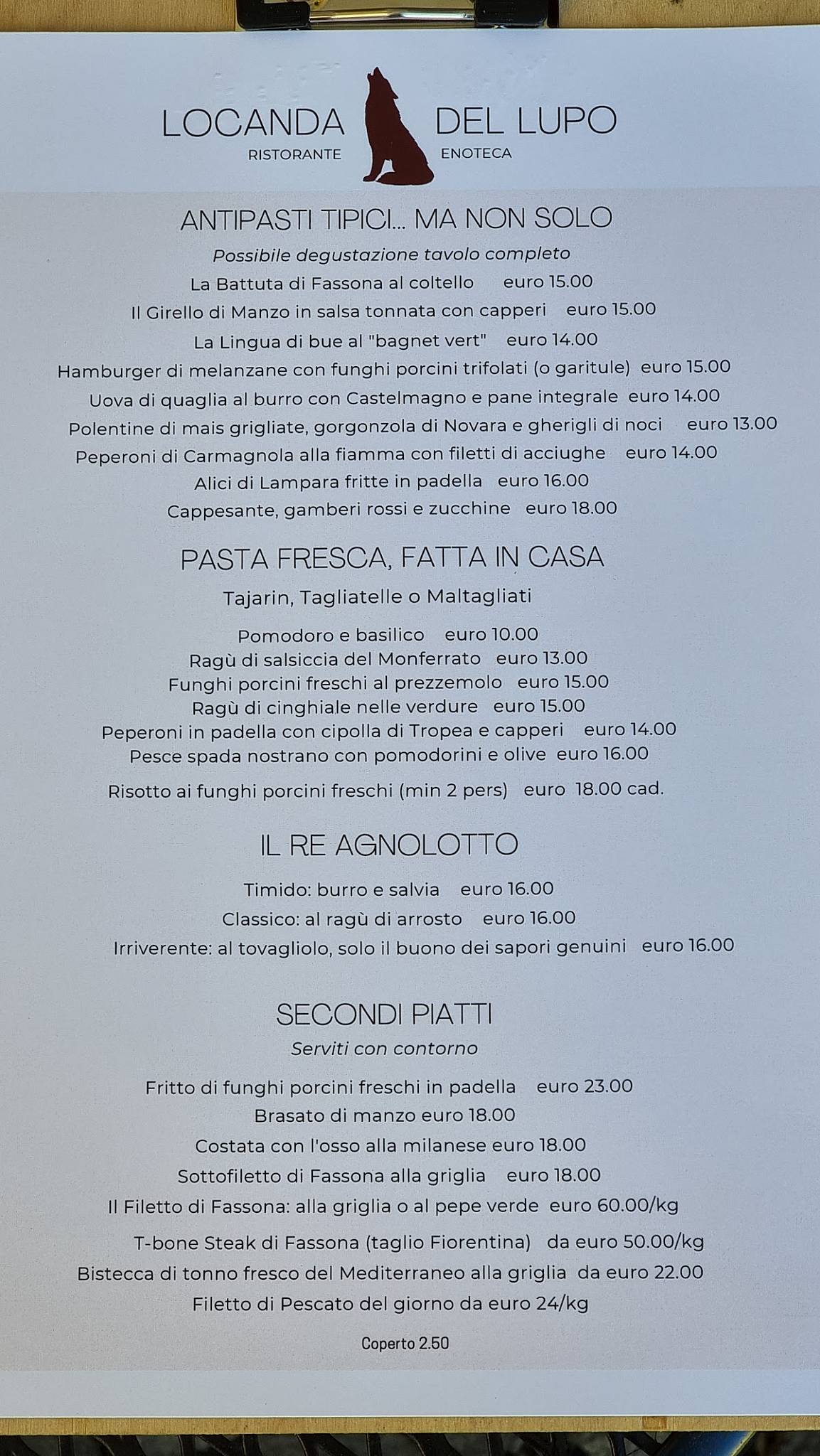 Menu di Locanda del Lupo 