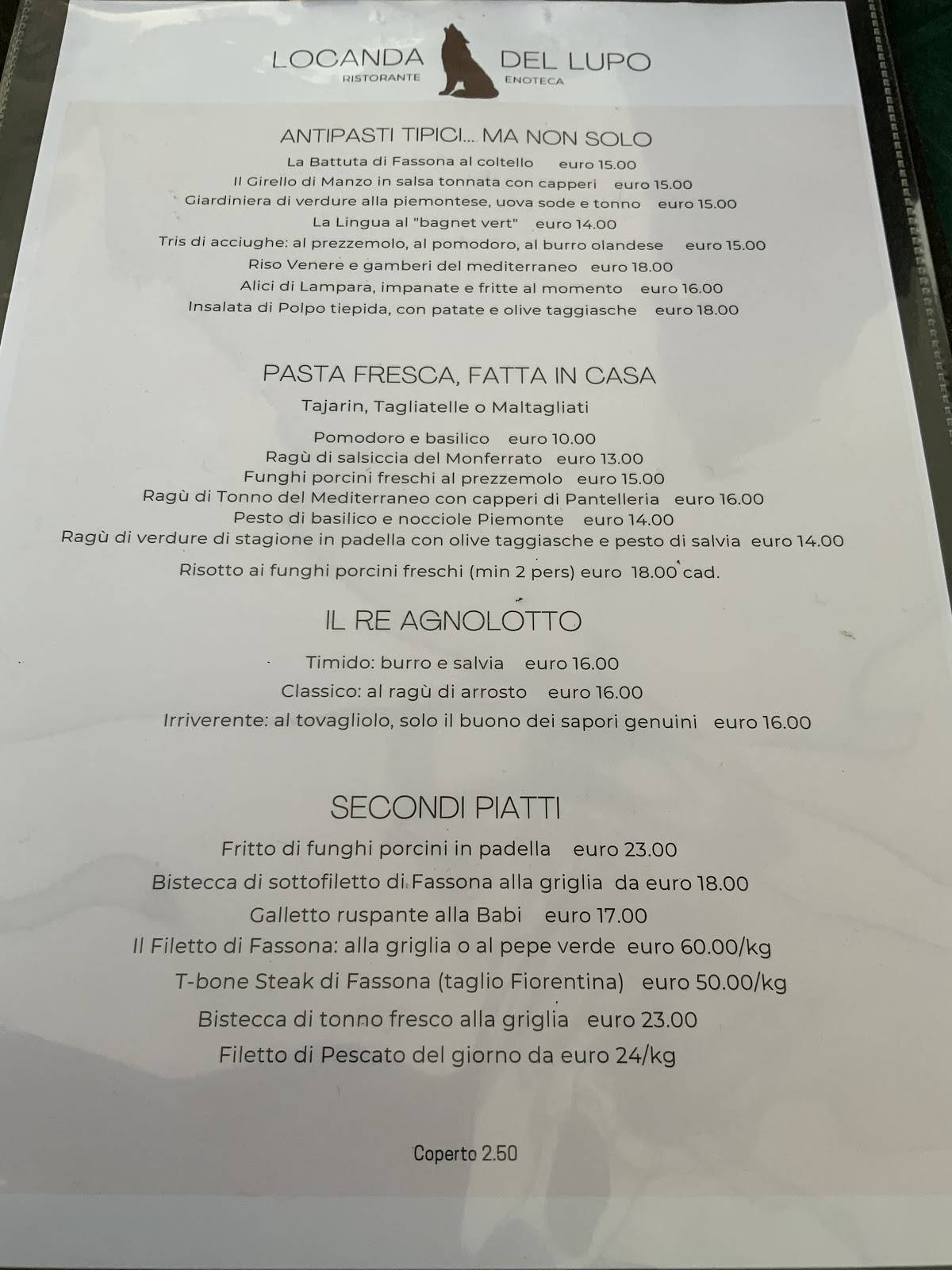 Menu di Locanda del Lupo 
