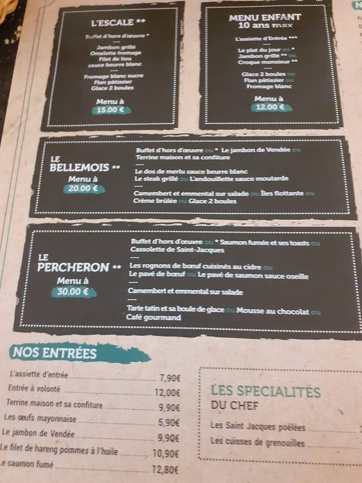 Menu de Logis Hôtel Restaurant L'Escale