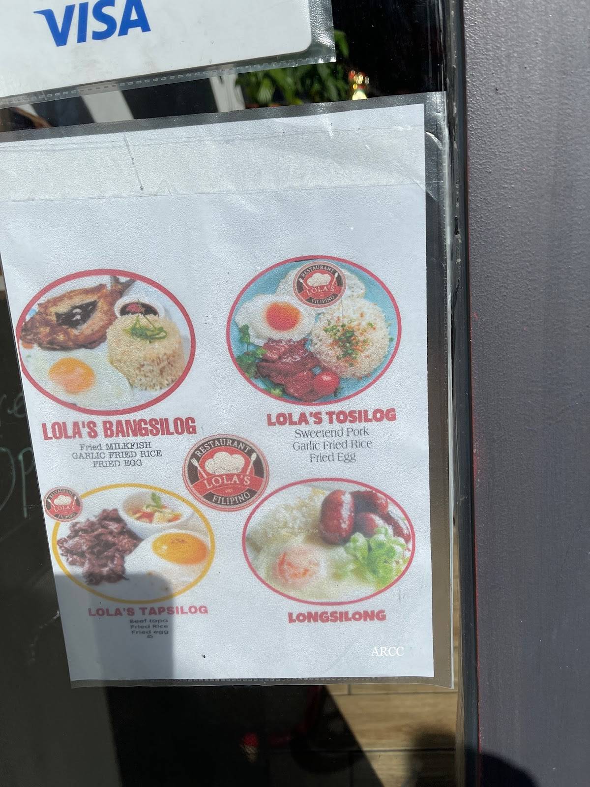 Menu di Lola's 