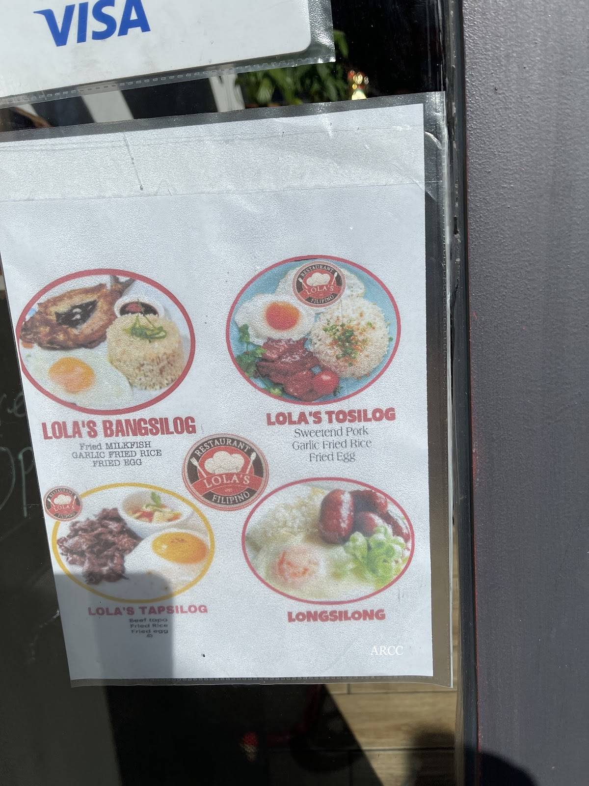 Menu di Lola's 