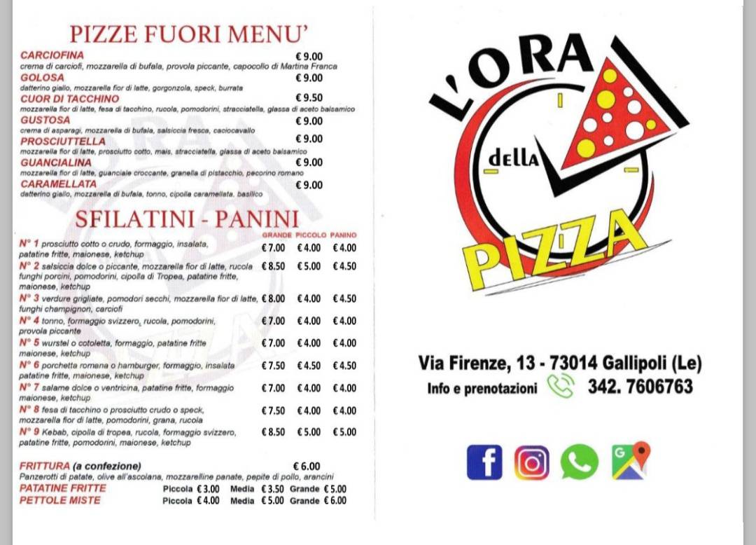 Menu di L'ora della pizza 