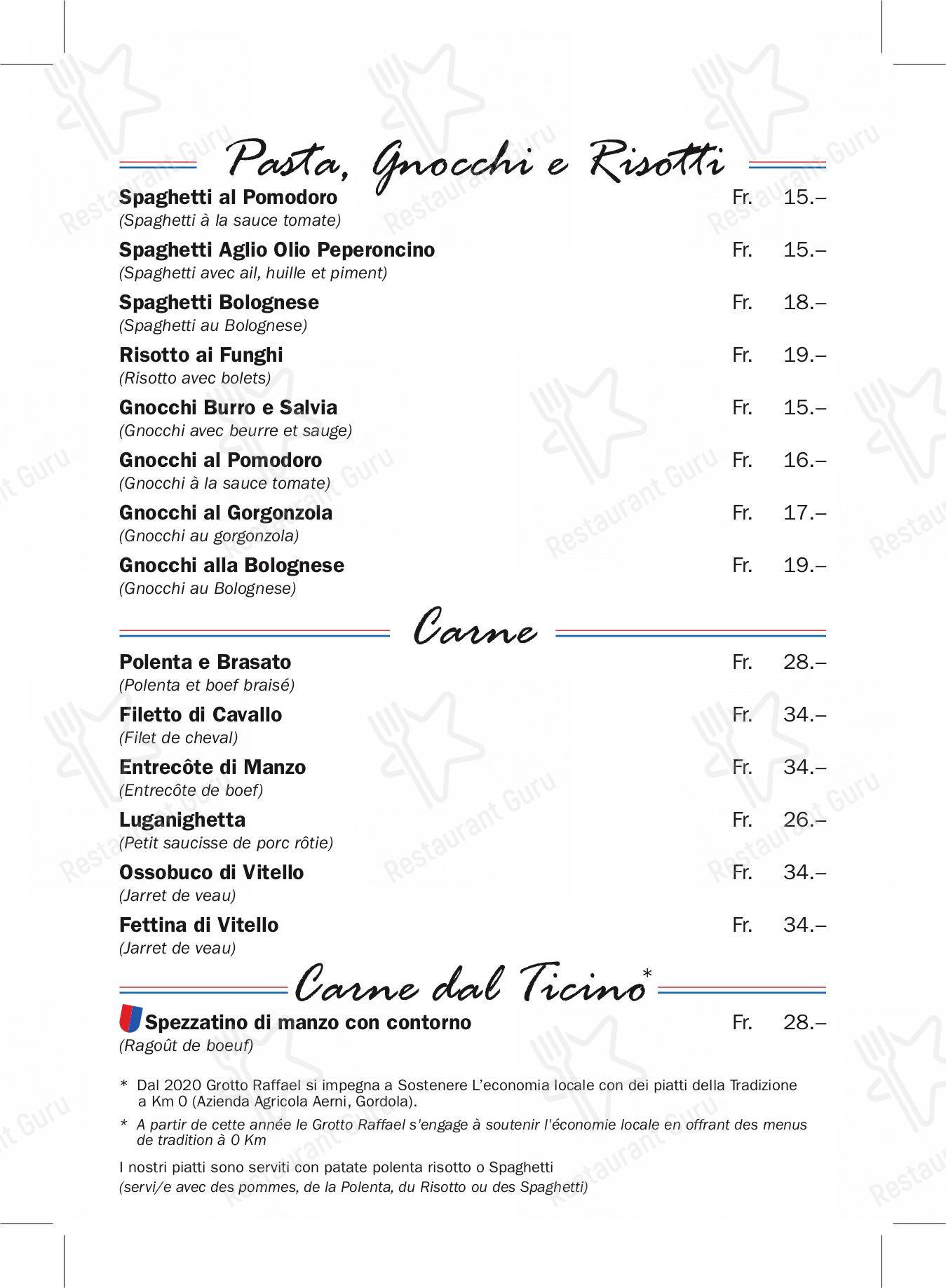At Home Catering Menu per Grotto Raffael in Losone