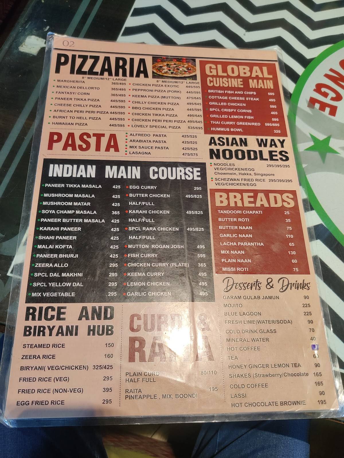 Lovely Restaurant menu