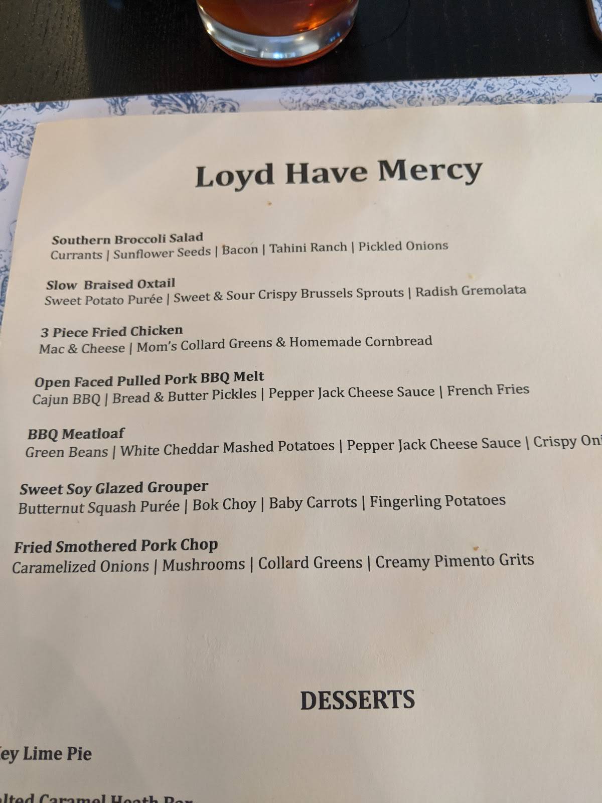 Menu at Loyd Have Mercy Restaurant, Titusville, S Washington Ave