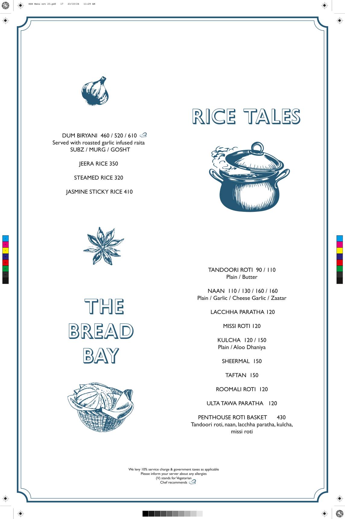 Penthouse at Home Sweet Home menu