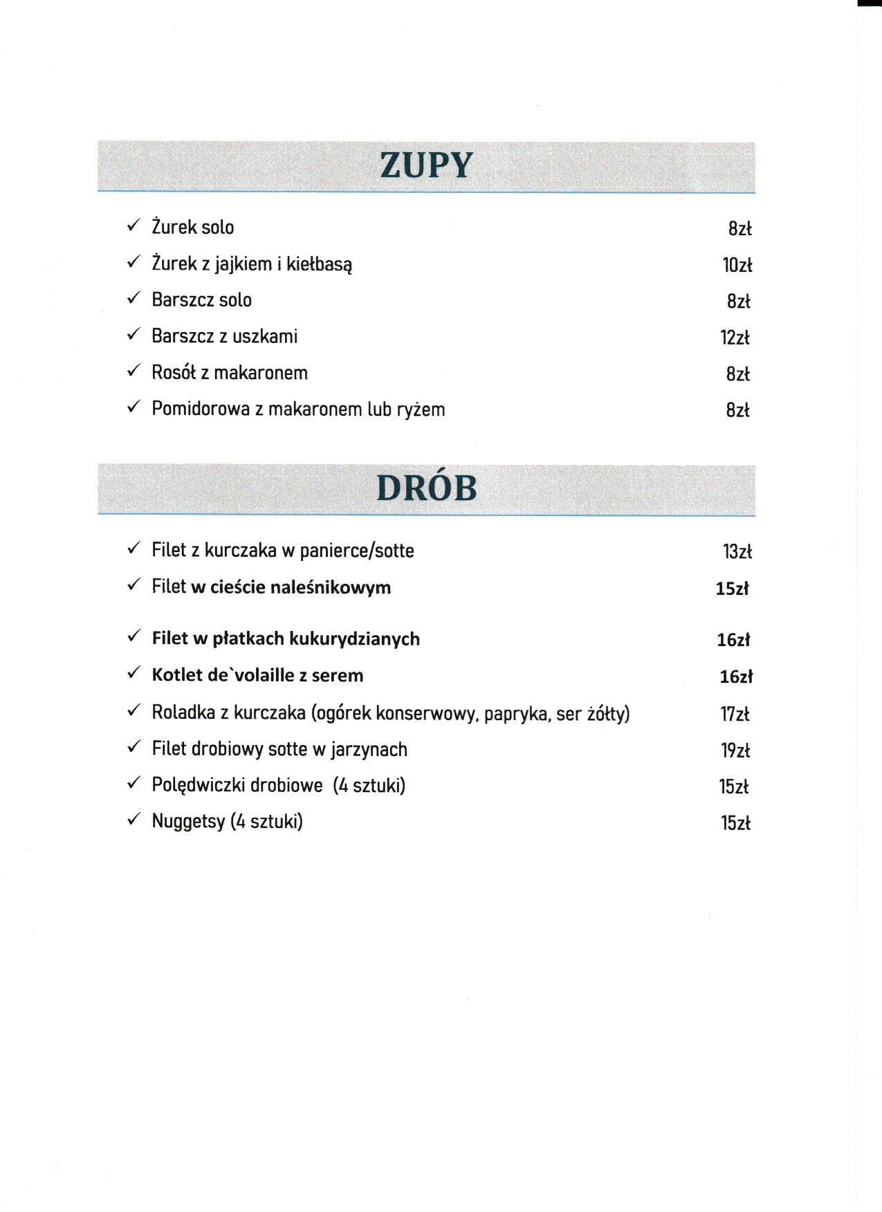 bar new york gorlice menu