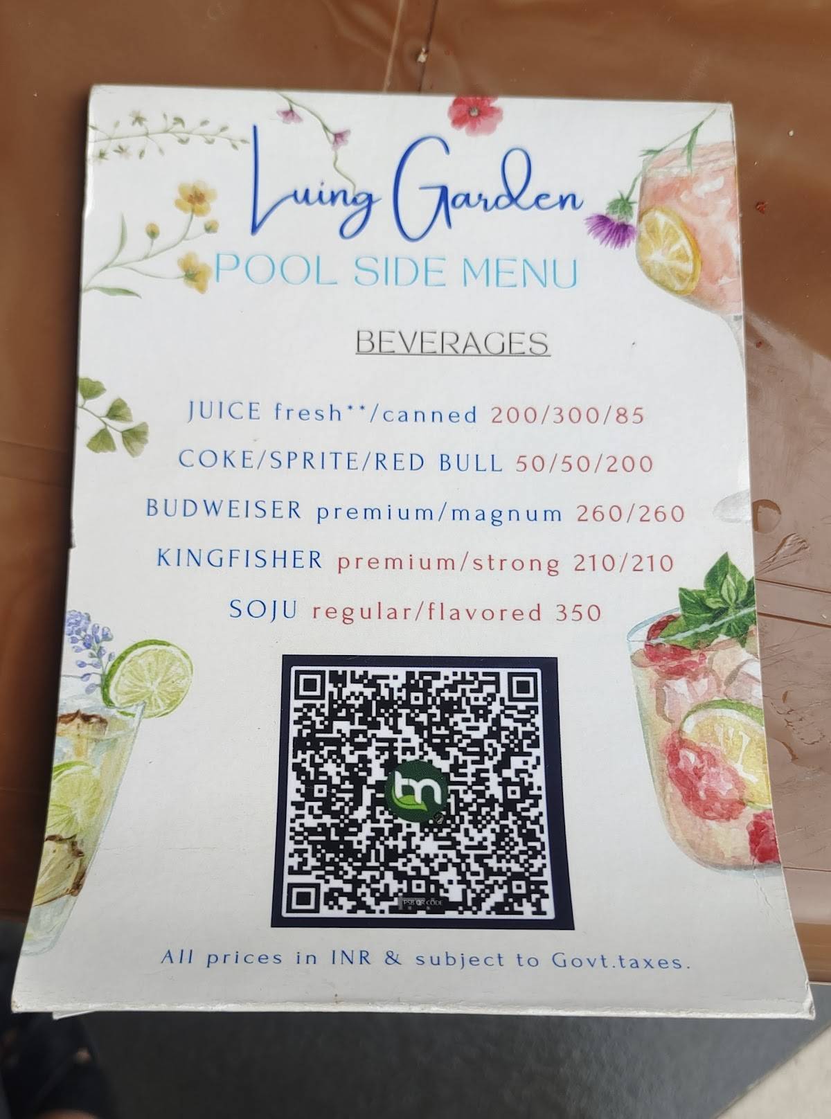 Luing Garden menu