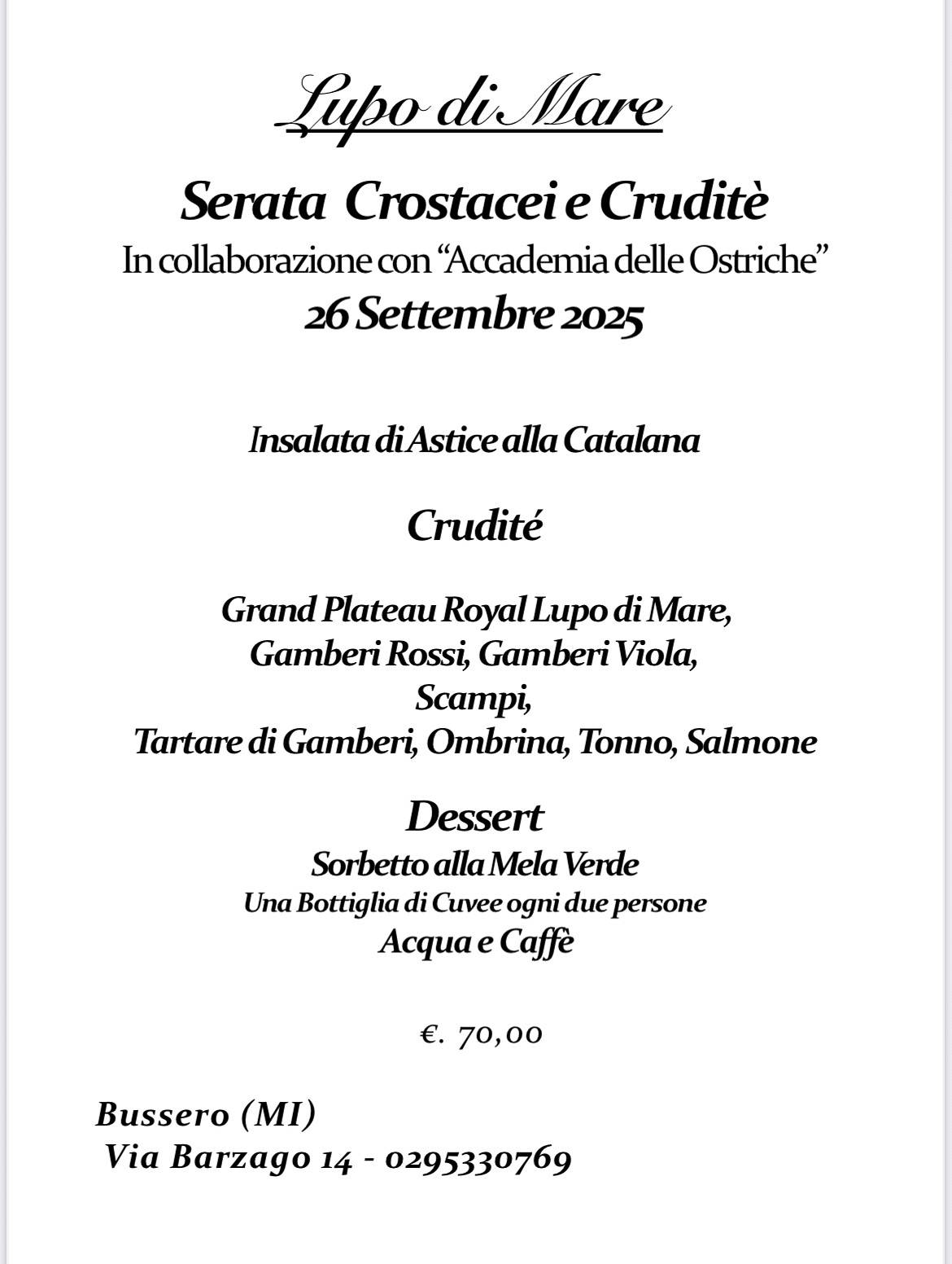 Menu di Lupo di Mare Bussero 