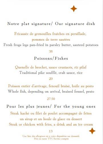 Menu de Le Layon