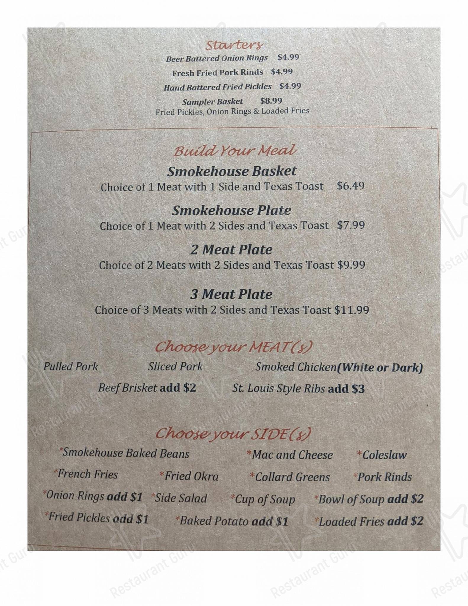 Menu at M & W Smokehouse Barbecue, Bonifay, West