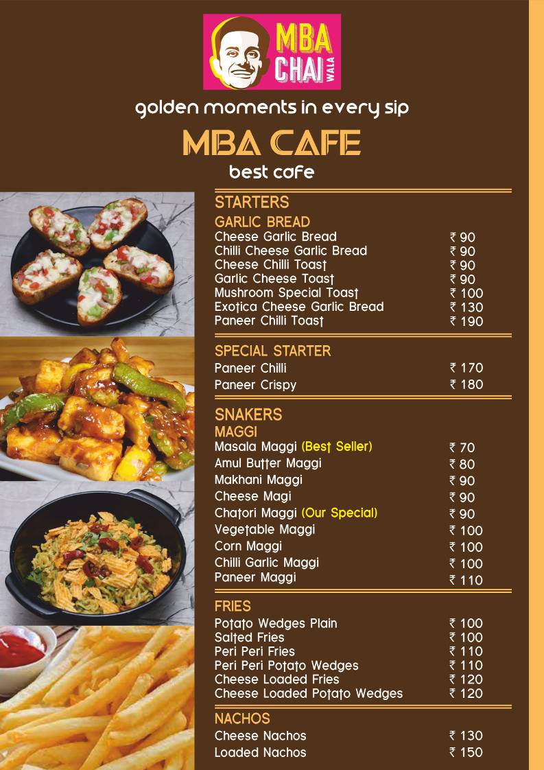 MBA Chai Wala Solapur menu