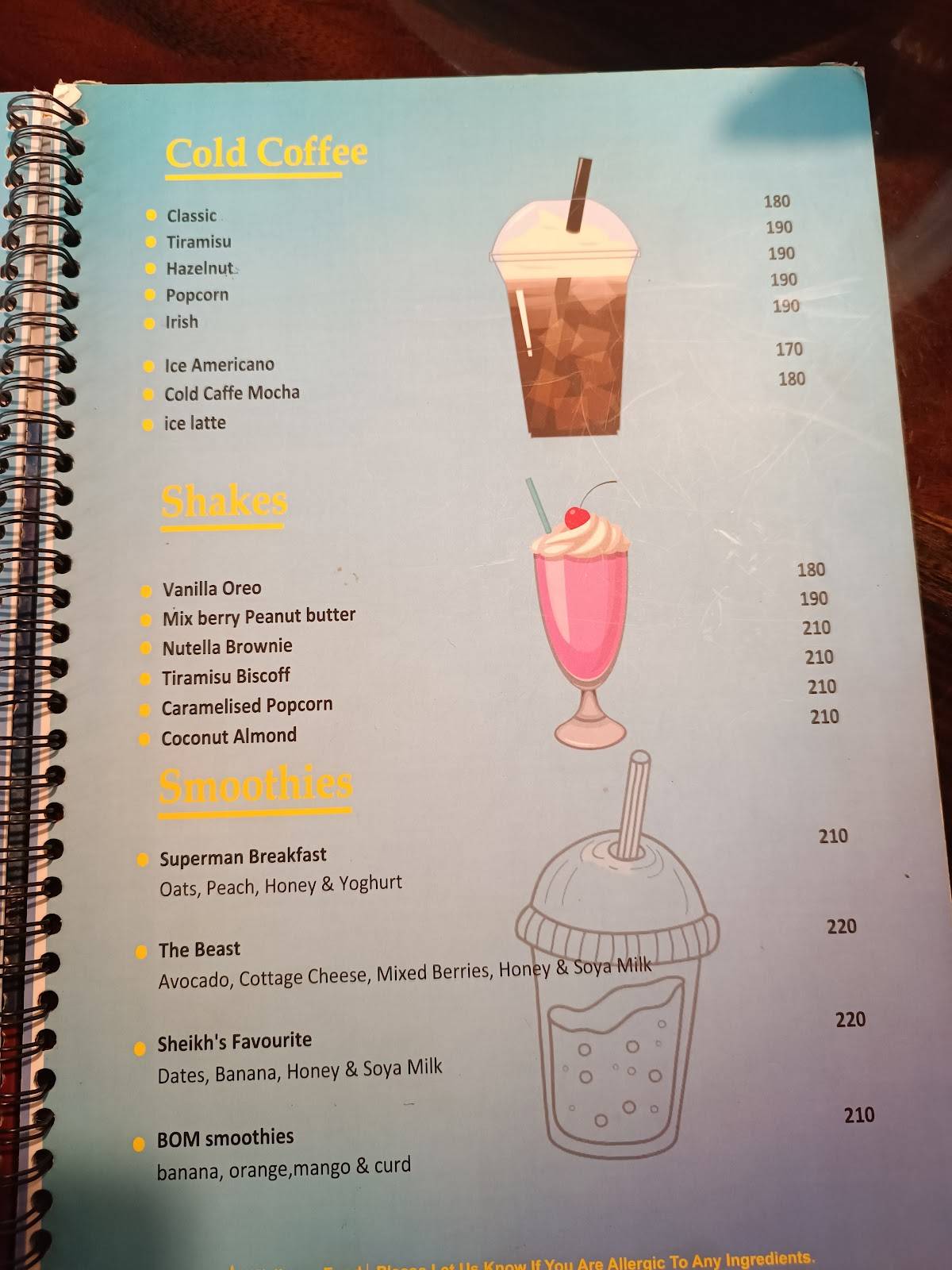 MG Cafe aka Cafe Mola Ganji menu