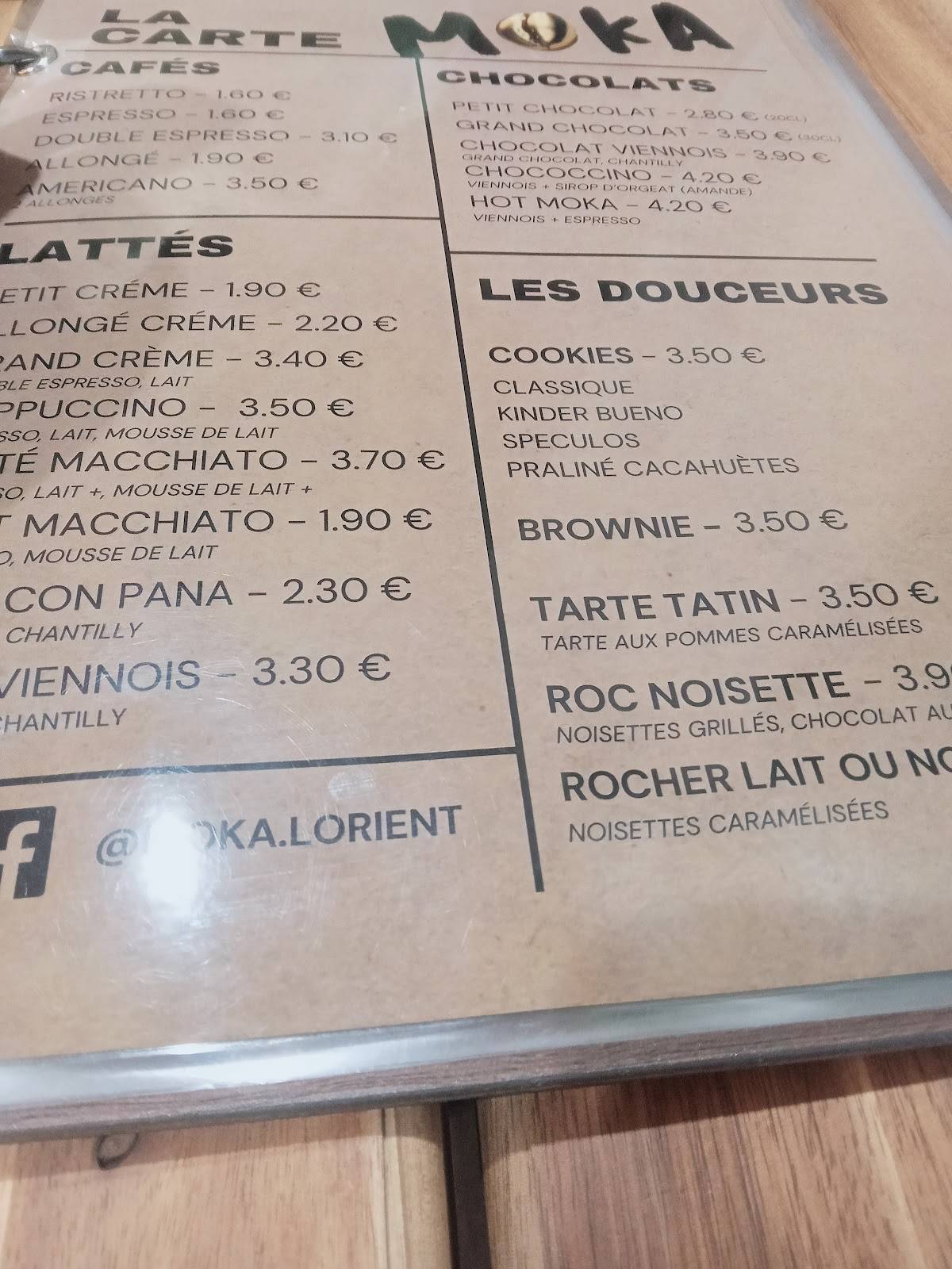 Menu de MOKA LORIENT