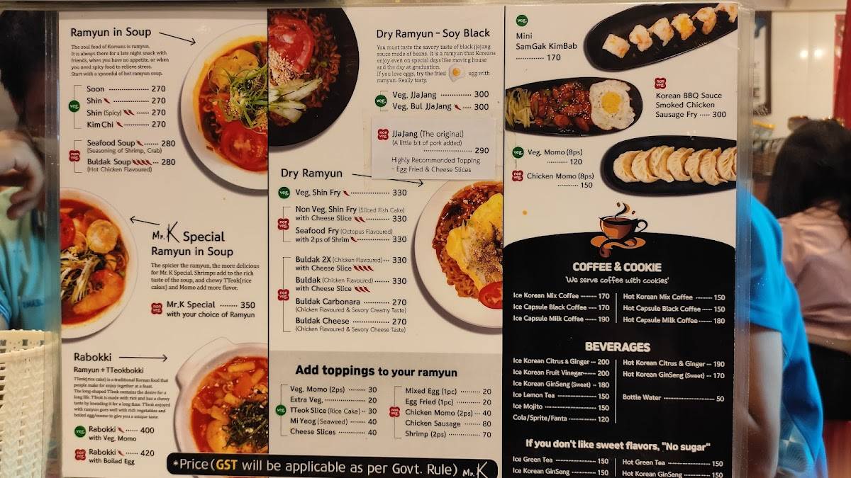 Menu At Mr K Ramyun Cafe New Delhi Shop 5