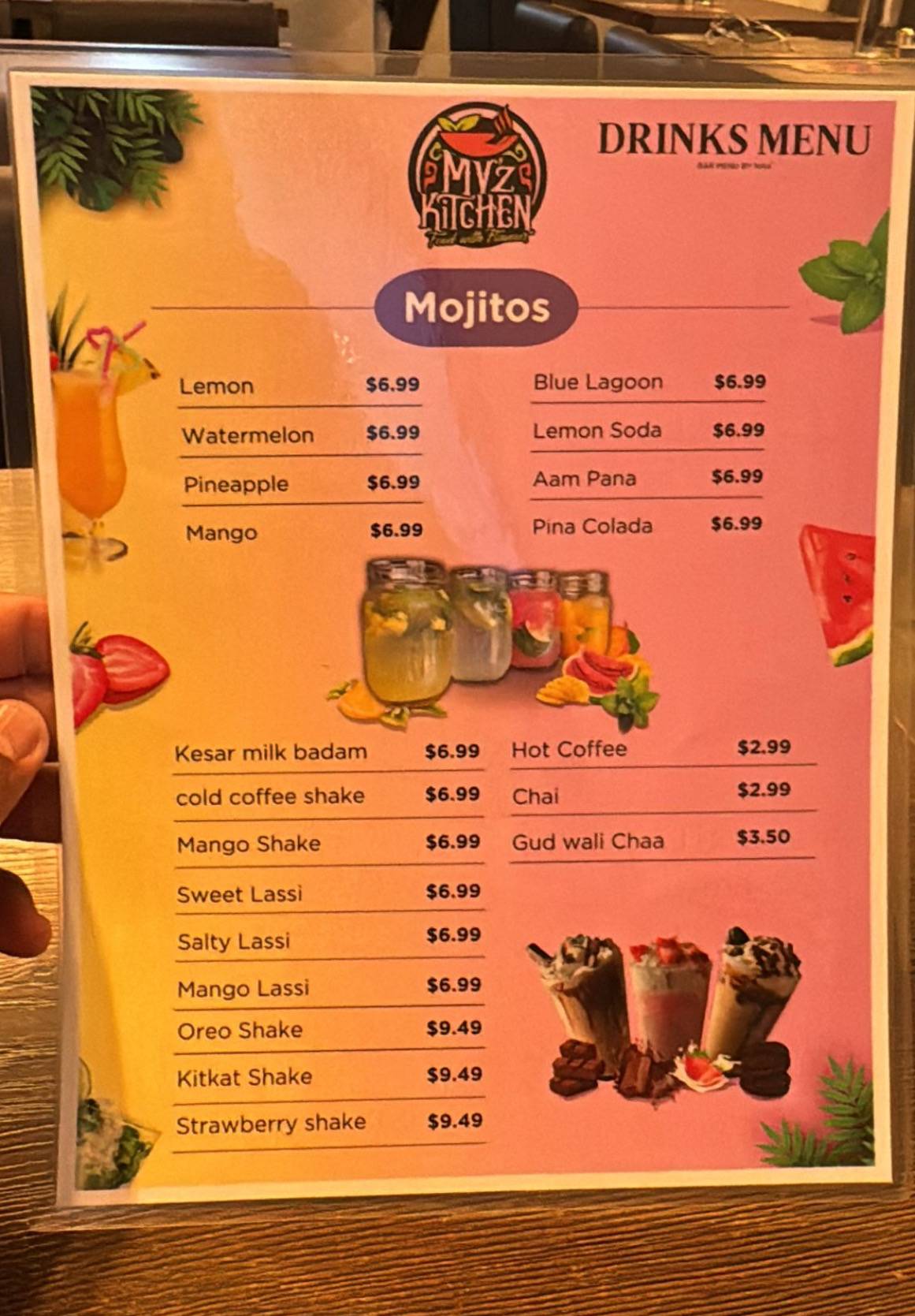 Menu de MV’Z Kitchen