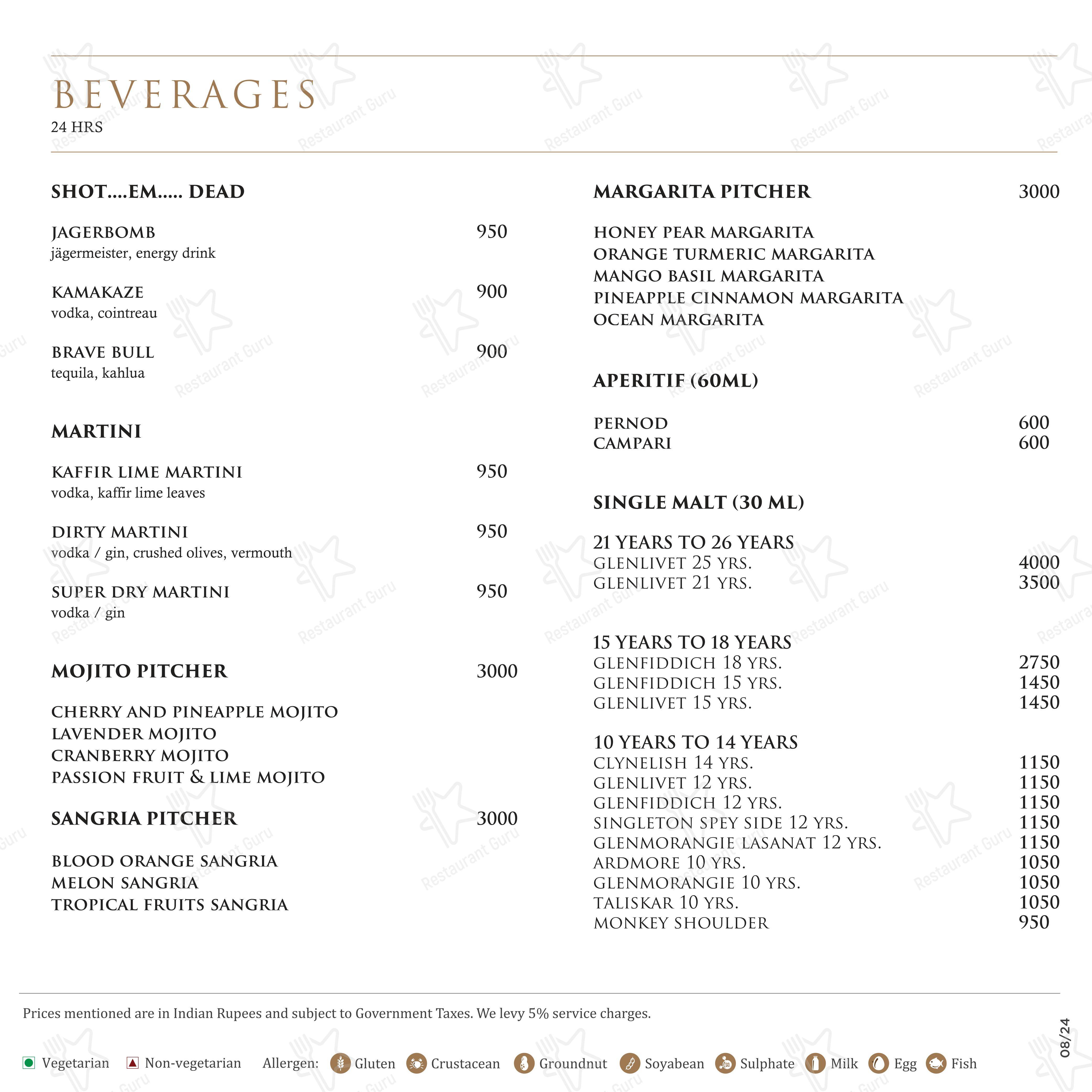 Menu bar for Mabruk - Mediterranean Restaurant in Mumbai