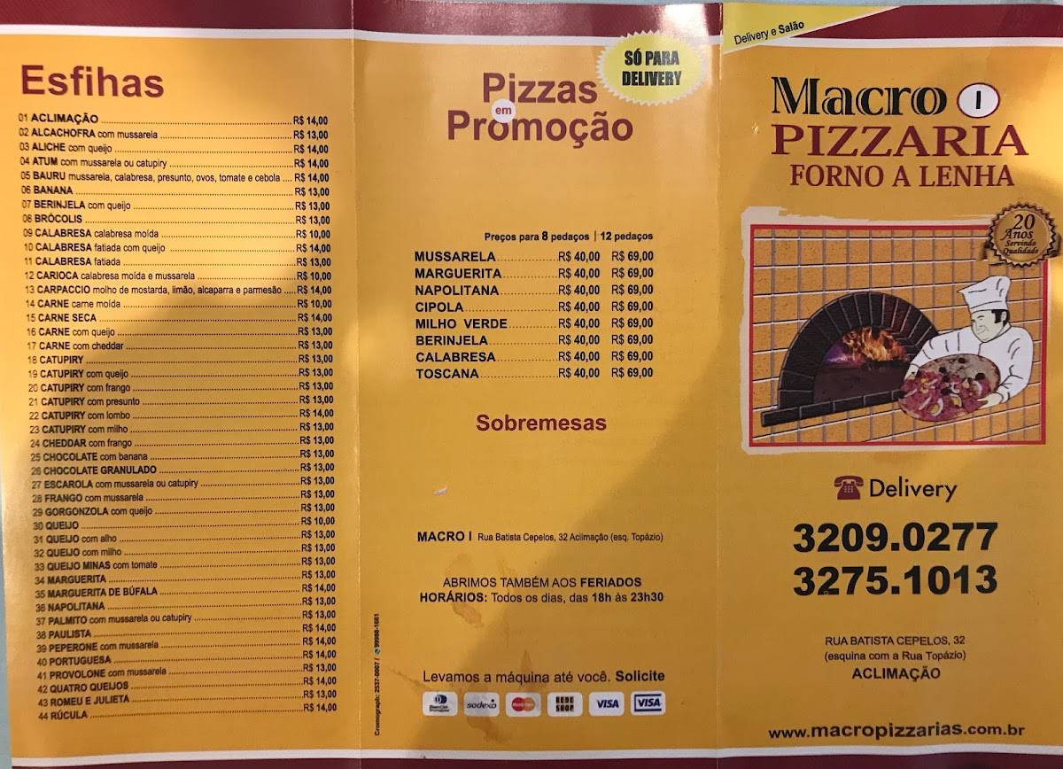 Macroo Pizzaria - A mais saborosa da Aclimação cardápio
