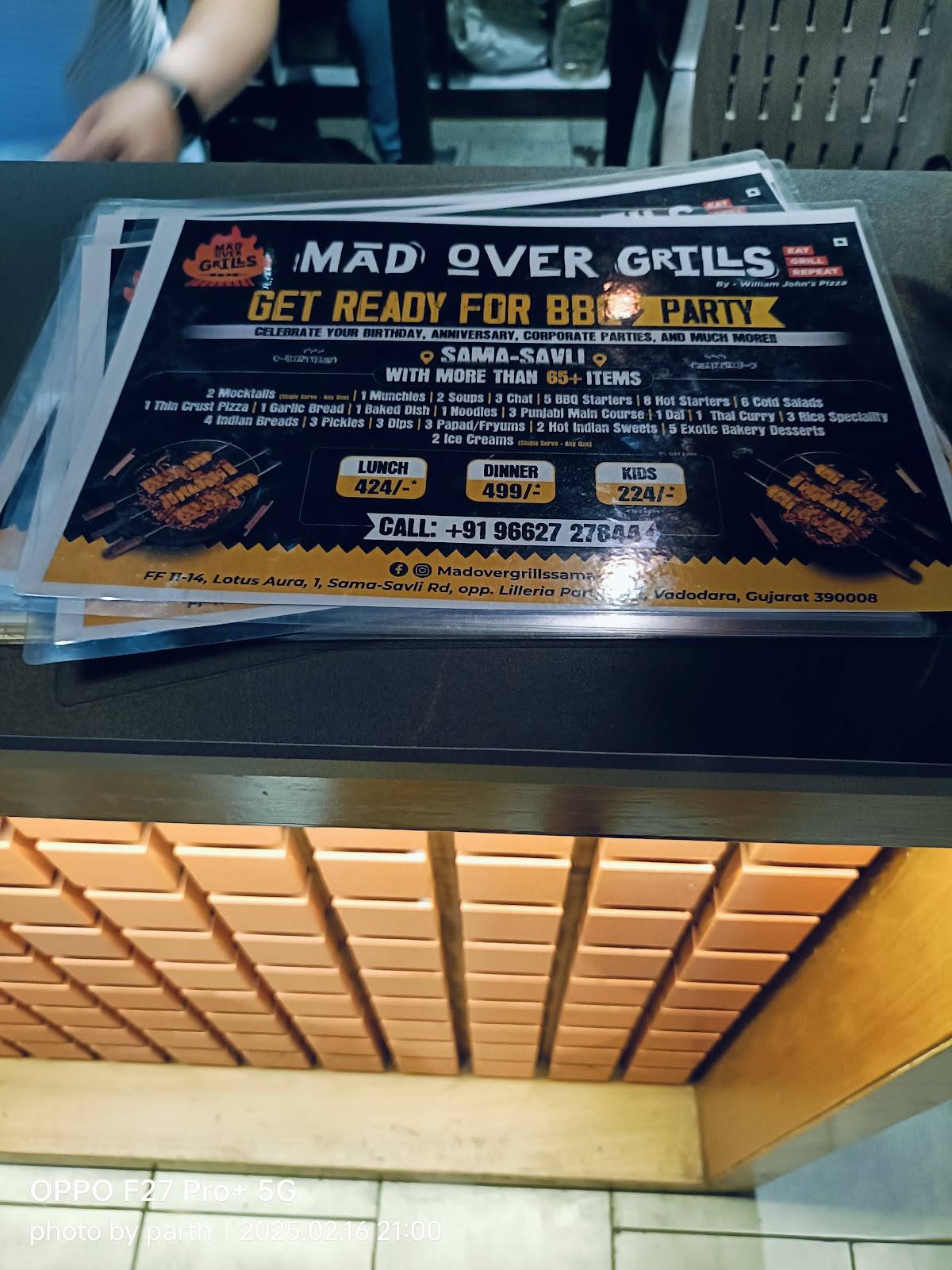 Mad Over Grills Sama Savli menu