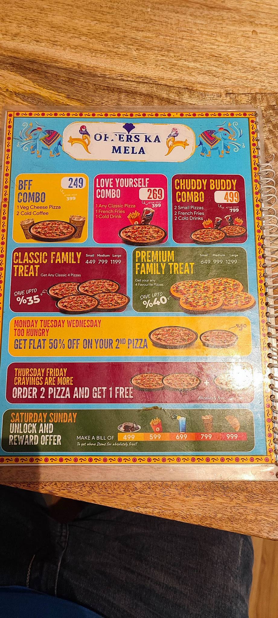 Mad Over Pizza menu