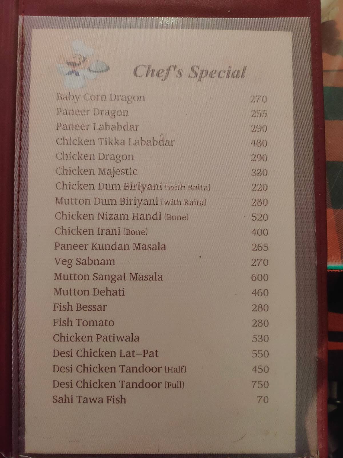 Madhuban Restaurant menu