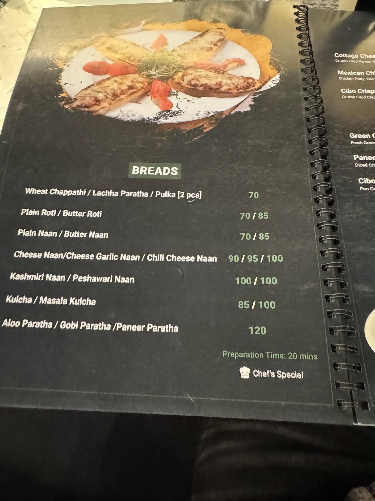 CIBO Fine Dining -Madurai menu